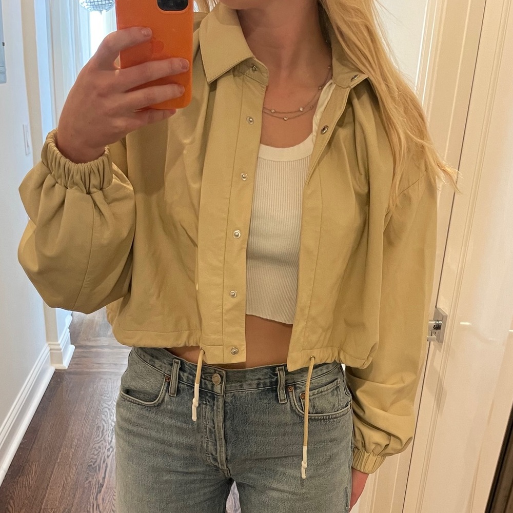 Remain Cropped Tan Leather Jacket